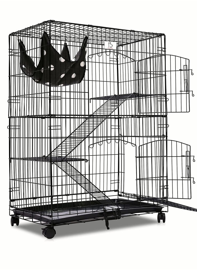 NOAEOU - NOAEOU foldable cat ferret habitat box with casters tray, and hammock -30 inches - Image 1