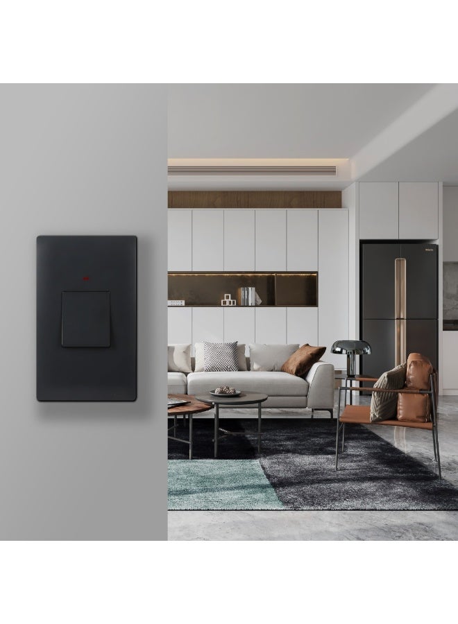 TOEFL Rectangular air conditioner switch, 45 amp, piano black - Image 1