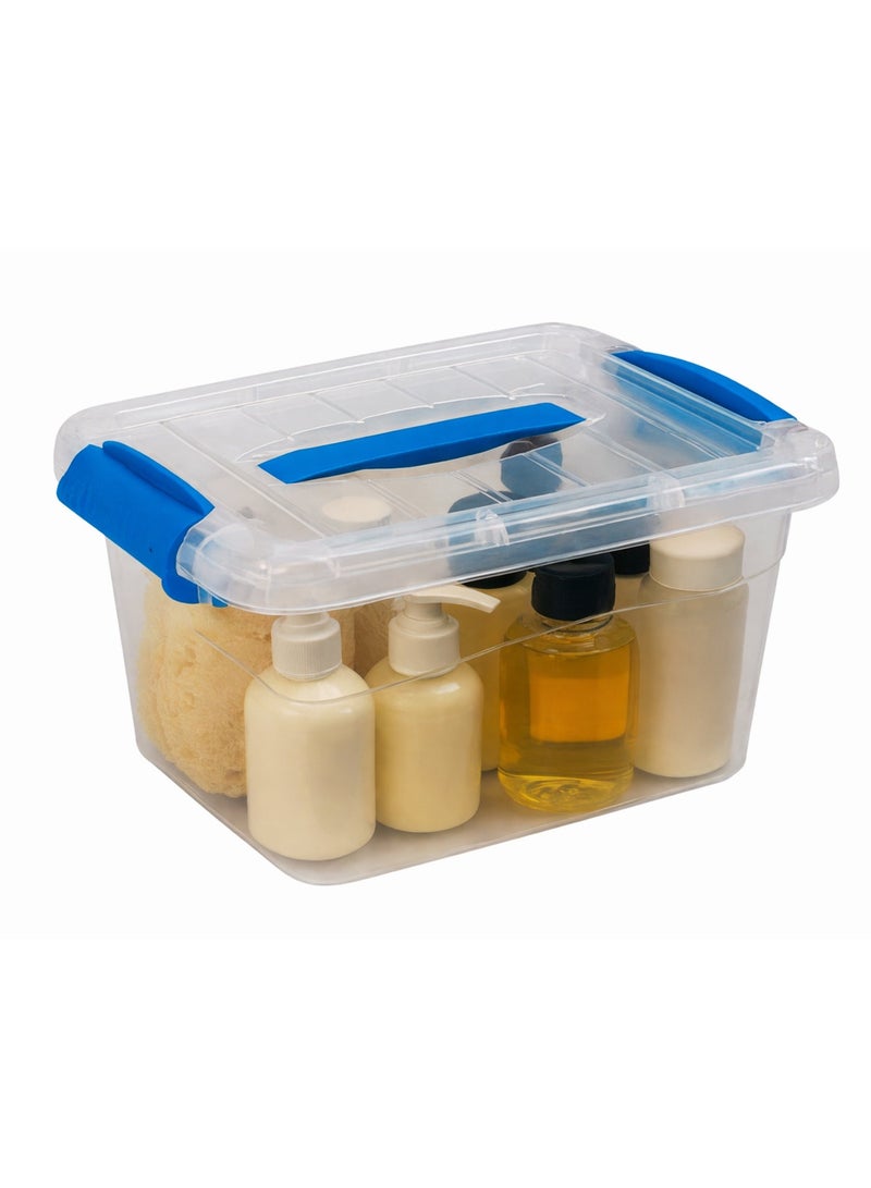 دي بلو 25 Liters Premium Clear Plastic Storage Box with Lockable Lid Carry Handle & Clip Locks – T114628 – Stackable Transparent Organizer Bin for Clothes, Toys, Tools, Snacks & Home Storage (41×30×23.5 cm) - Image 1