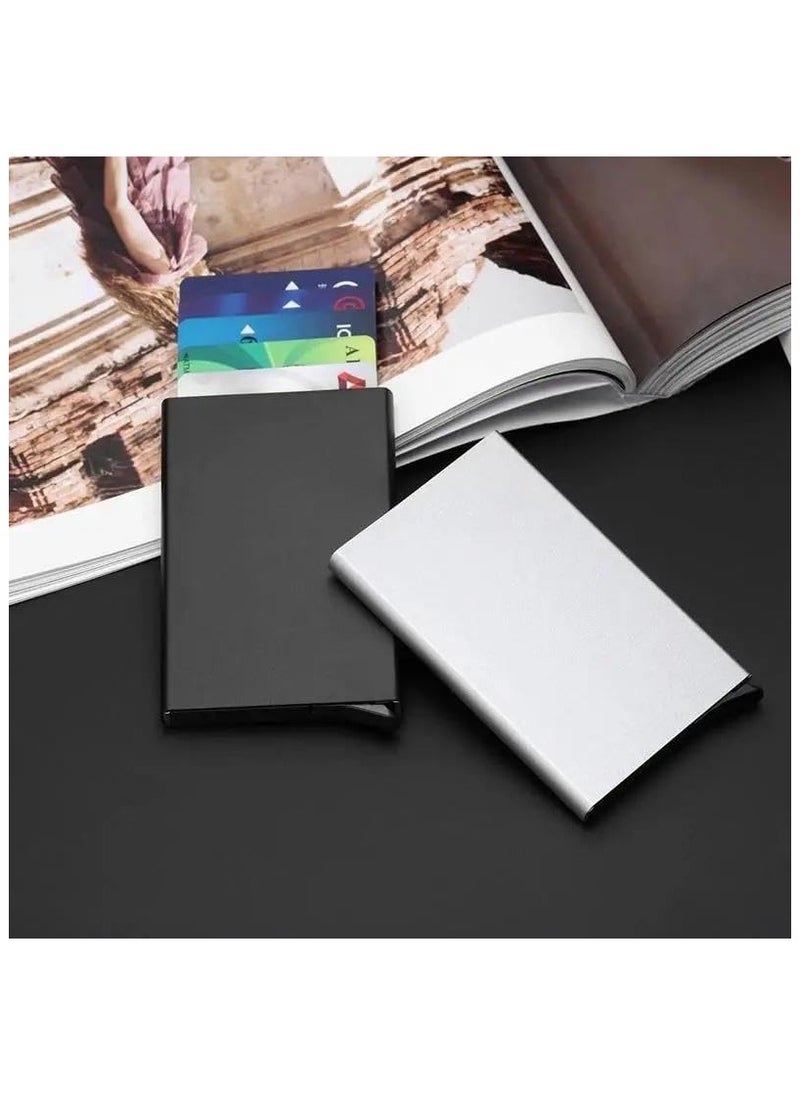 QSHOP Smart Wallet and Card Holder Stylish Metal Card Holder with Ball Eject Button, Small Durable Business Card Credit ID Wallet for Men Women Adults  - Image 3