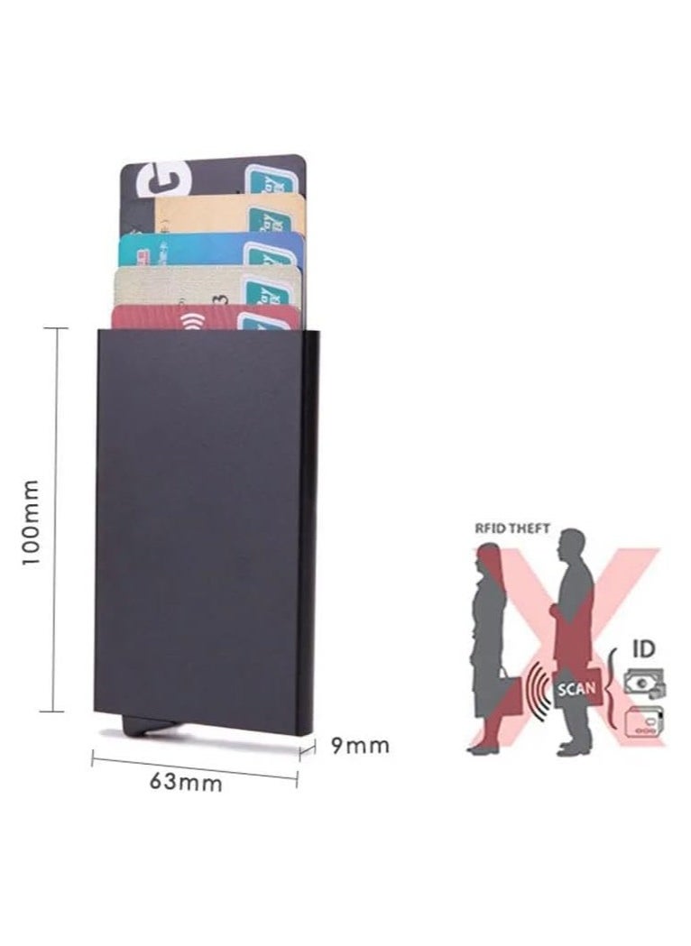 QSHOP Smart Wallet and Card Holder Stylish Metal Card Holder with Ball Eject Button, Small Durable Business Card Credit ID Wallet for Men Women Adults  - Image 4
