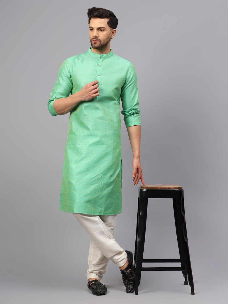 LATEST CHIKAN Men's Cotton Silk Blend Kurta and Pyjama Set - Image 2