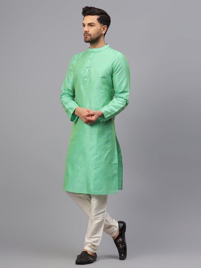 LATEST CHIKAN Men's Cotton Silk Blend Kurta and Pyjama Set - Image 3
