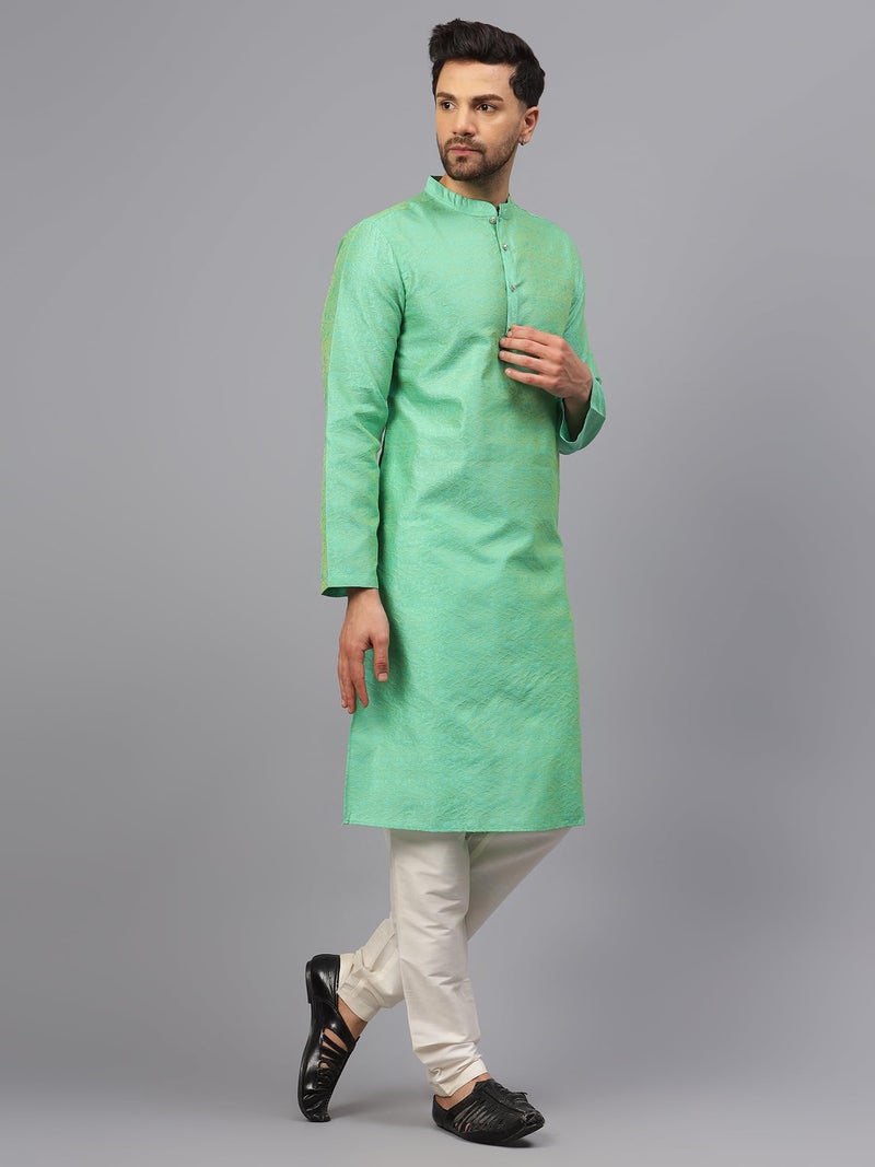 LATEST CHIKAN Men's Cotton Silk Blend Kurta and Pyjama Set - Image 4