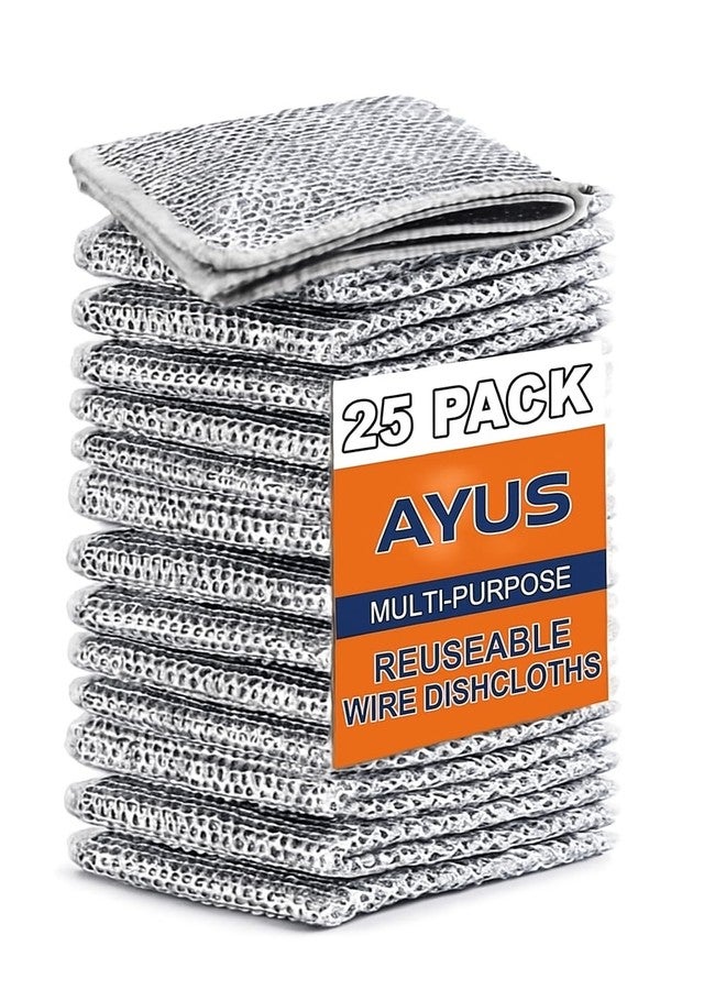 AYUS Dish Washing Cloths for Kitchen Dishes, Super Claning Dish Rags, Cleaning Cloths 8x8 Inches (Non-Scratch Wire Dish Cloth, 25, Count) - Image 1