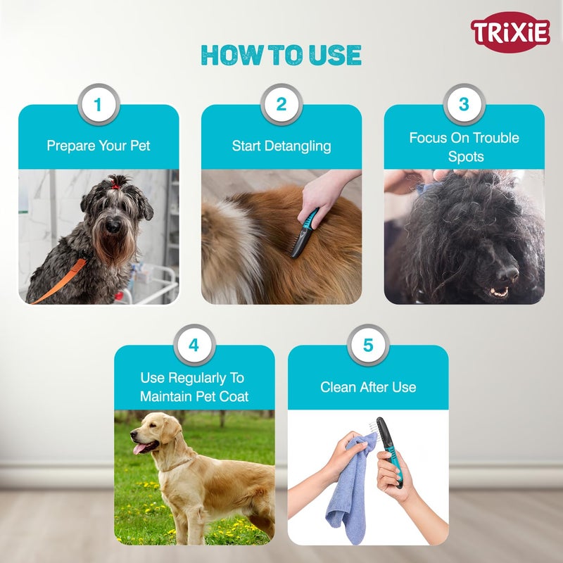 Trixie: - Fur Detangler De-Matting Comb for Dogs and Cats | Made with Bent Teeth to Easily Detangle - Image 5