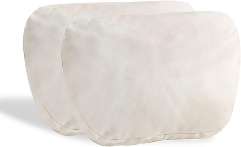 Jachenyue 2Pcs Car Neck Pillows for headrestsfor Travel Interior Accessories and Suede Support Head PillowsBalance Neck Pillow Designed to Relieve Neck Pain and Muscle TensionWhite - Image 2
