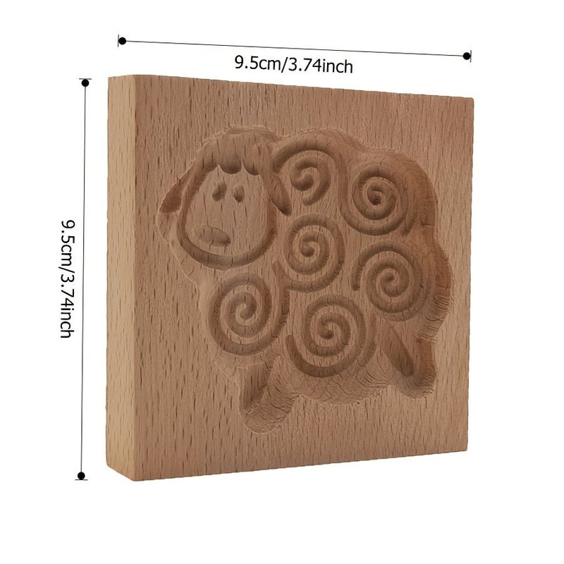 Swirly Wool Sheep Cookie Mold Wooden Baking Tool 1pc for Party Farm Treats - Image 3