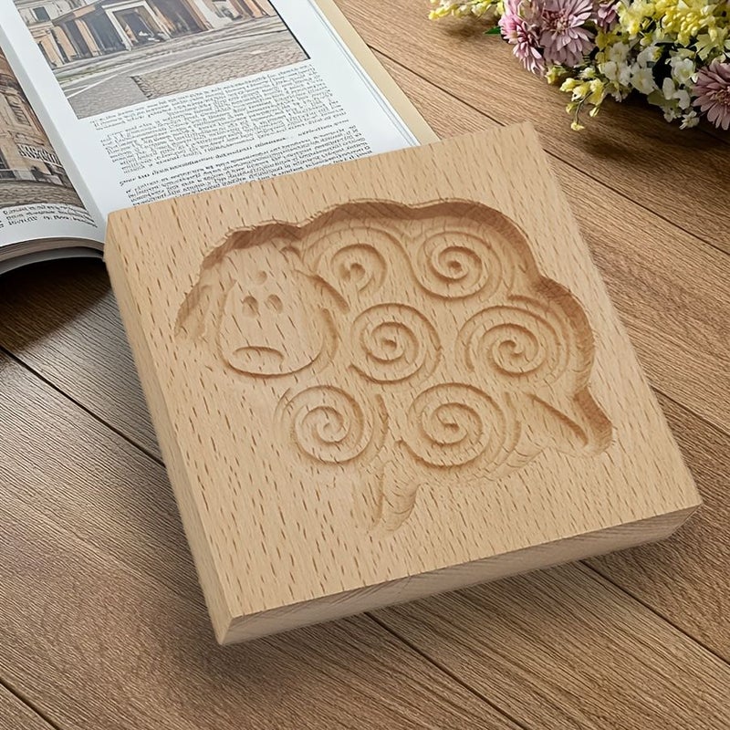 Swirly Wool Sheep Cookie Mold Wooden Baking Tool 1pc for Party Farm Treats - Image 2