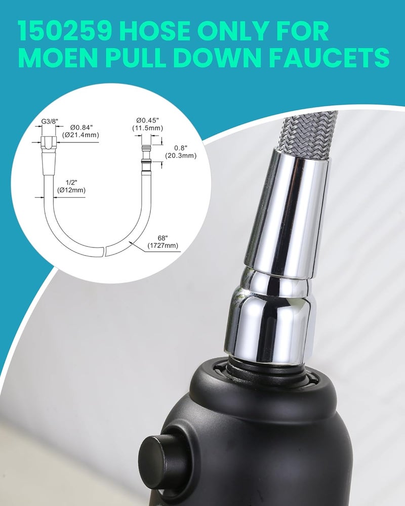Arcora 150259 Replacement Hose Kit Compatible with Moen Pull Down Faucet, 68" Quick Connect Hose - Image 5