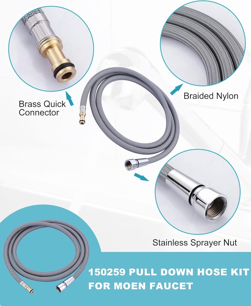 Arcora 150259 Replacement Hose Kit Compatible with Moen Pull Down Faucet, 68" Quick Connect Hose - Image 4