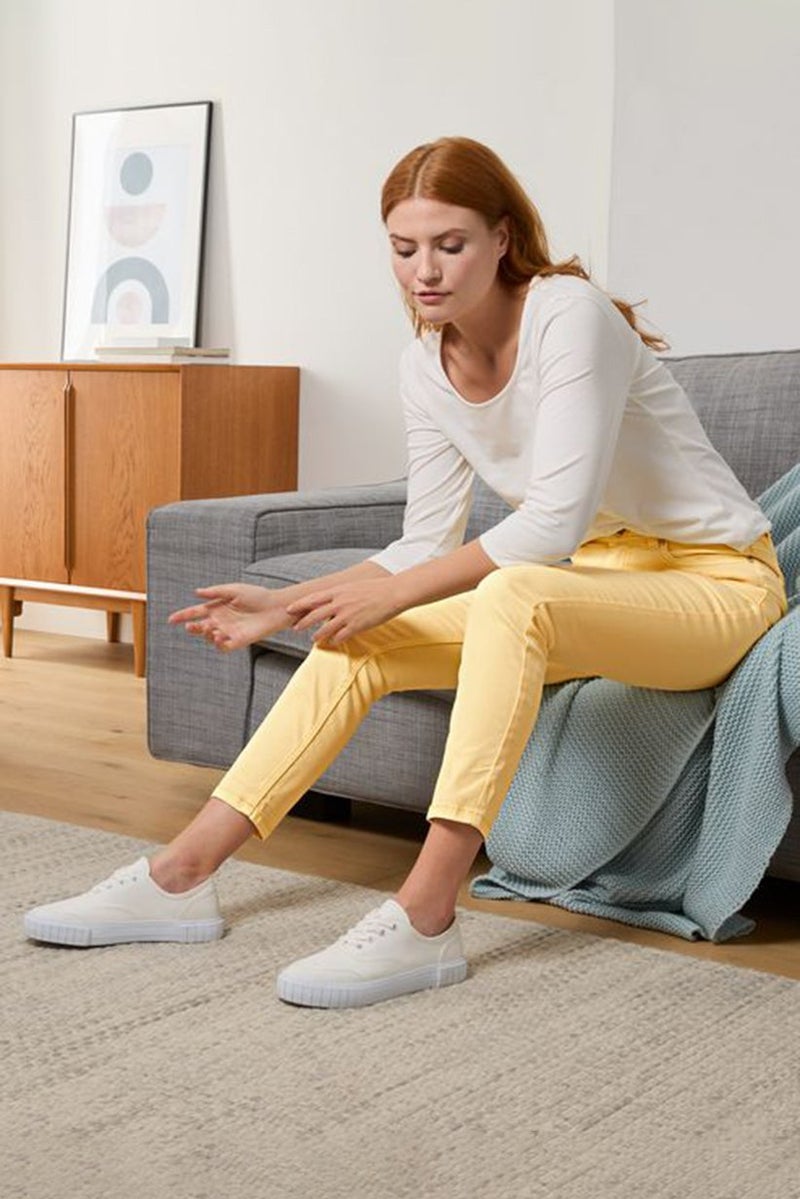 Tchibo Women Straight Leg Slim Fit Jeans, Yellow - Image 1