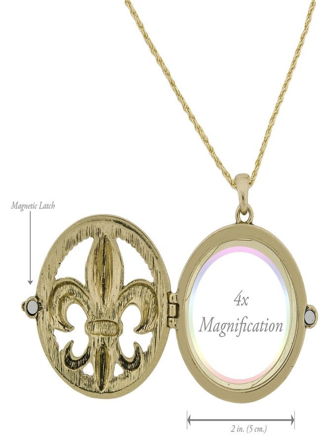 آرتيزان آول قلادة بقلادة على شكل زهرة الزنبق مع عدسة مكبرة منزلقة، 30 بوصة (لون ذهبي) - Image 3