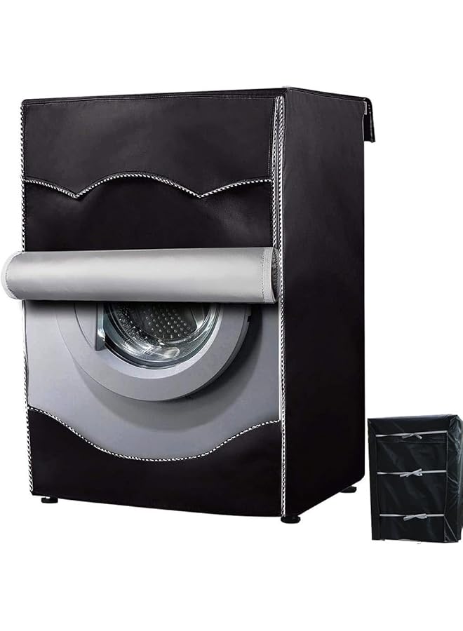 erorex Washing Machine Cover Waterproof Dust Proof Moderately Sunscreen Washer And Dryer Covers Washer Machine Cover With Zipper Design For Most Front Loading Machine W69 D85 H98 Cm Black  - Image 1