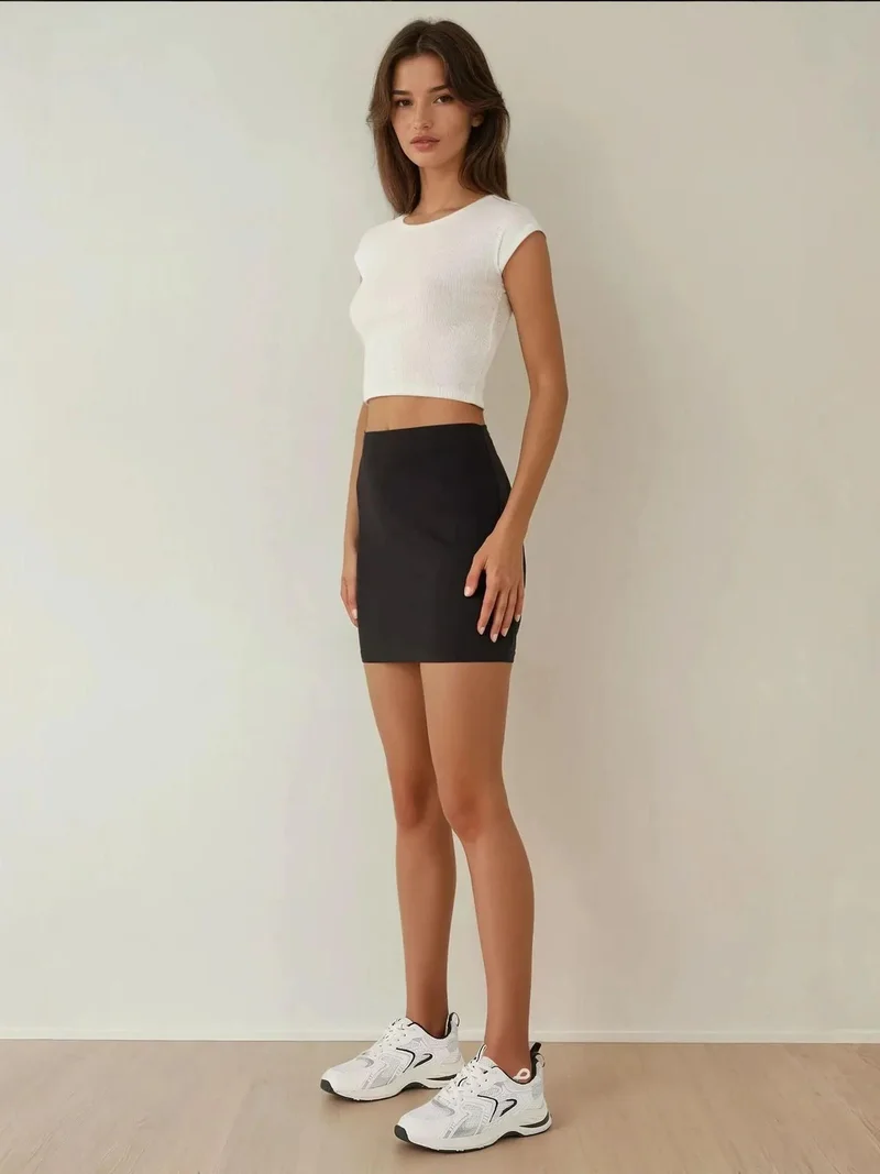 HICCUP High Waist Fitted Mini Skirt