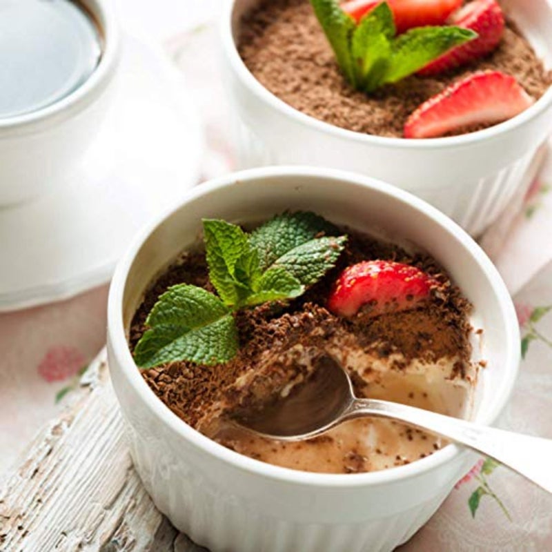 أوعية راميكين بسعة 8 أونصة، مجموعة أدوات خبز 8 قطع للخبز والطهي، راميكين أبيض أنيق من البورسلين الآمن للاستخدام في الفرن للبودينغ، كريم برولي، أكواب الكاسترد وصينية طاولة صغيرة فورية سوفلي - Image 4