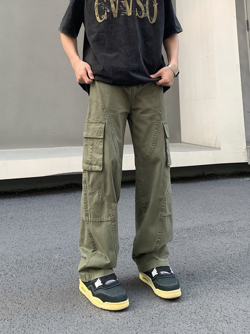 Overalls Men'S And Women'S American Style Vintage High Street Trendy Brand Loose Straight Tube Old Washed Vibe Long Pants - Image 2