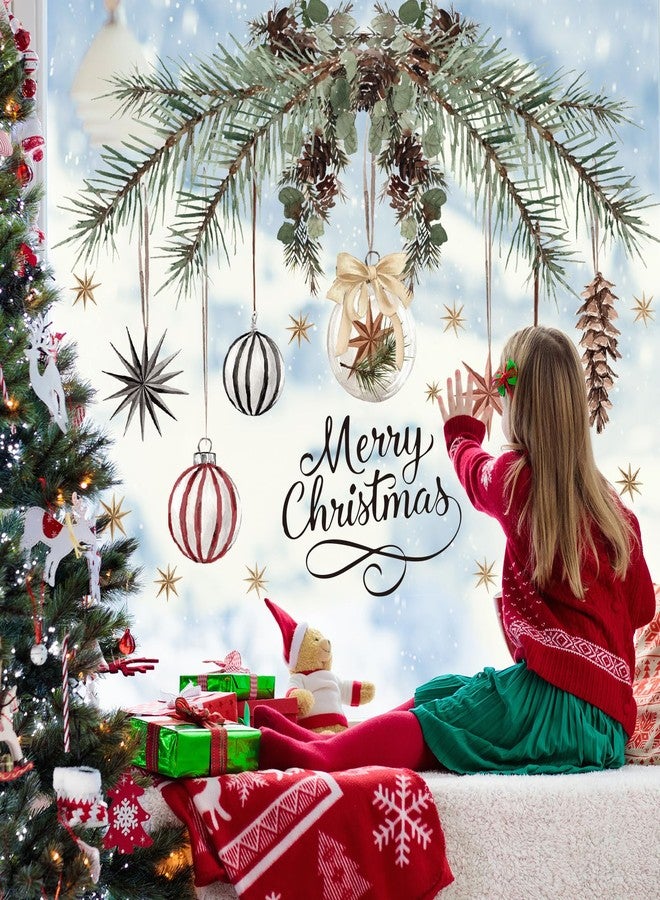 Whaline Merry Christmas Window Clings Roll Boho Tree Ball Pine Cone Star Window Stickers Decals for Xmas Holiday Home Party Decoration, 13.8 x 39.4 Inch - Image 4