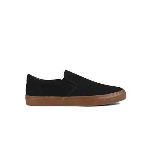 hello basics Men's Sneakers Classic Low Top Slip On Shoes Wide Canvas Skate Loafers Sneakers with Soft Insole Causal Dress Shoes for Men Comfortable Walking Shoes Slip on Sneakers for Men, GumBlack, 10 - Image 5