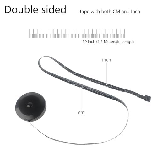 GDMINLO 3 Pack Tape Measure Measuring Tape for Body Fabric Sewing Tailor Cloth Knitting Craft Weight Loss Measurements Retractable, Small Push ButtonDouble Scales Rulers 60-inch 1.5 Meter (Black) - Image 3