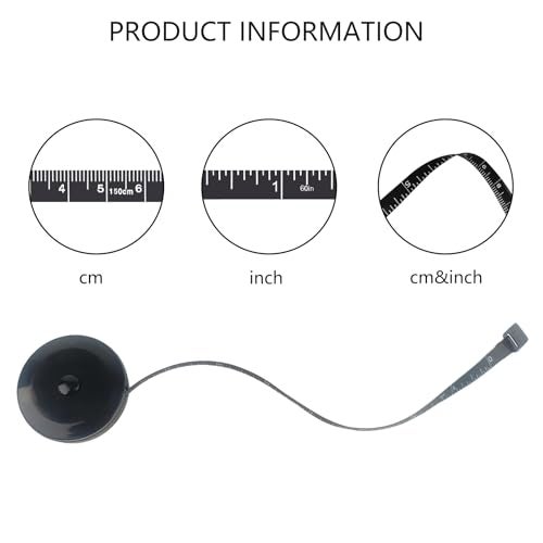 GDMINLO 3 Pack Tape Measure Measuring Tape for Body Fabric Sewing Tailor Cloth Knitting Craft Weight Loss Measurements Retractable, Small Push ButtonDouble Scales Rulers 60-inch 1.5 Meter (Black) - Image 4