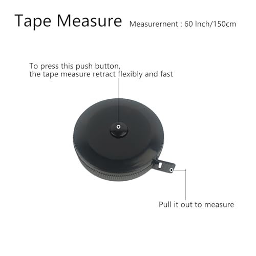 GDMINLO 3 Pack Tape Measure Measuring Tape for Body Fabric Sewing Tailor Cloth Knitting Craft Weight Loss Measurements Retractable, Small Push ButtonDouble Scales Rulers 60-inch 1.5 Meter (Black) - Image 2