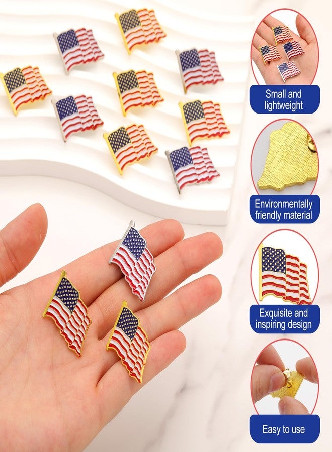 Tondiamo 24 Pcs American Flag Pin Bulk Metal Lapel Enamel Pins 1'' Patriotic Us Brooch Badge for Backpacks Hats Men Women Waving Flag Souvenir Decorations - Image 3