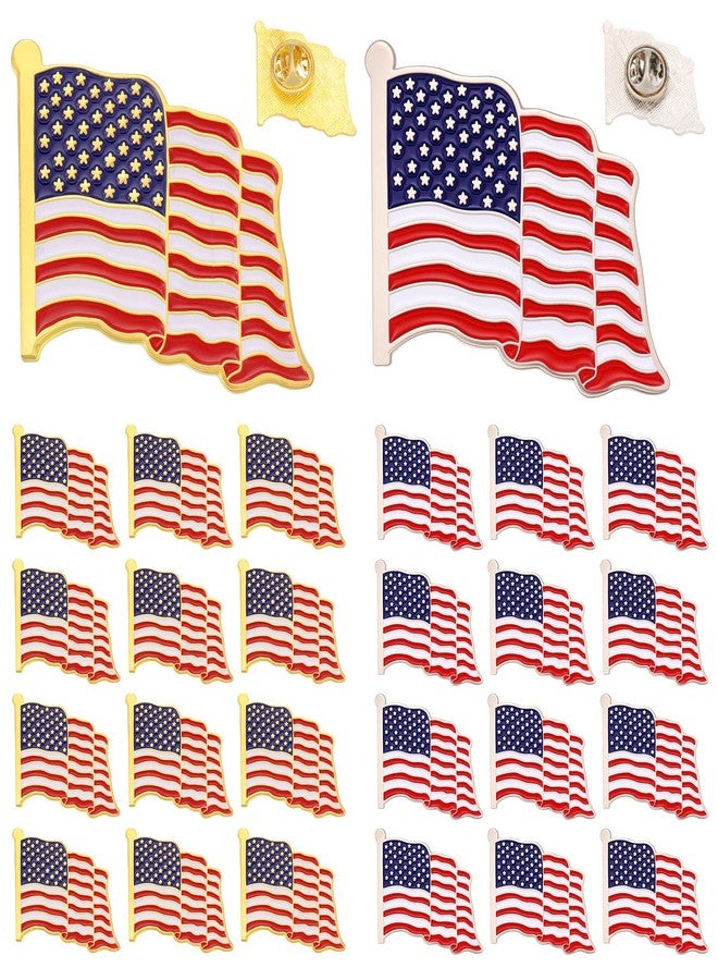 Tondiamo 24 Pcs American Flag Pin Bulk Metal Lapel Enamel Pins 1'' Patriotic Us Brooch Badge for Backpacks Hats Men Women Waving Flag Souvenir Decorations - Image 1