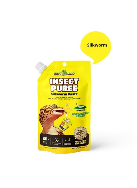 REPTIZOO living in nature Silkworm Paste,Perfect for most insect-eating reptiles, such as geckos, lizards, and chameleons. 80G