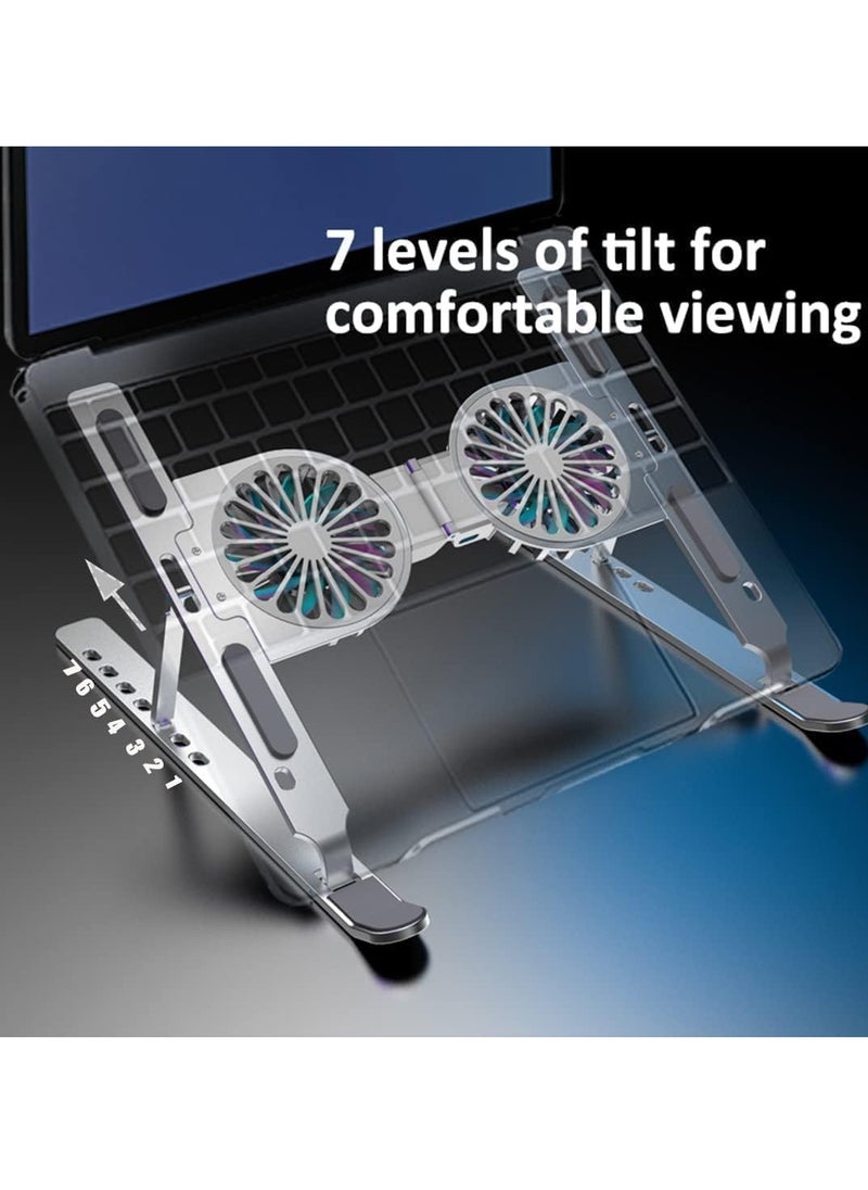 Generic Adjustable Laptop Stand with USB Cooling Fan, Computer Stand with Heat Vent, Durable Aluminum Foldable Laptop Holder for MacBook Air Pro/Dell XPS/10-16 inch Laptops  - Image 5