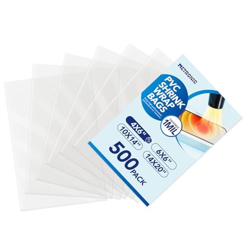Metronic Shrink Wrap Bags 4x6 Inches 500Pcs, Clear PVC Heat Shrink Wrap Bags for Packagaing Soap,Bath Bombs,Makeup, Candles,Small Gifts,Jars,Homemade DIY - Image 1