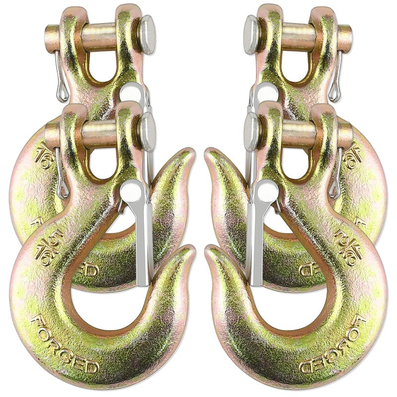 EPHECH 5/16" Clevis Slip Hook with Safety Latch, 4 Pack Heavy Duty Clevis Chain Hook for 5/16" Grade 70 Transport Chain, 14000LBS Capacity for Heavy Load - Image 1