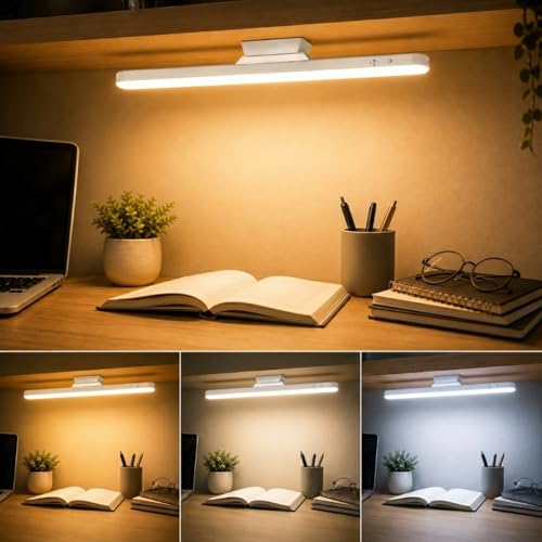 One94Store USB Rechargeable Magnetic Cabinet Light | LED Under Cabinet Lamp with 3-Color Dimmable Modes, Adjustable Brightness, 1200mAh Battery & 1 Magnetic Holders - Image 1