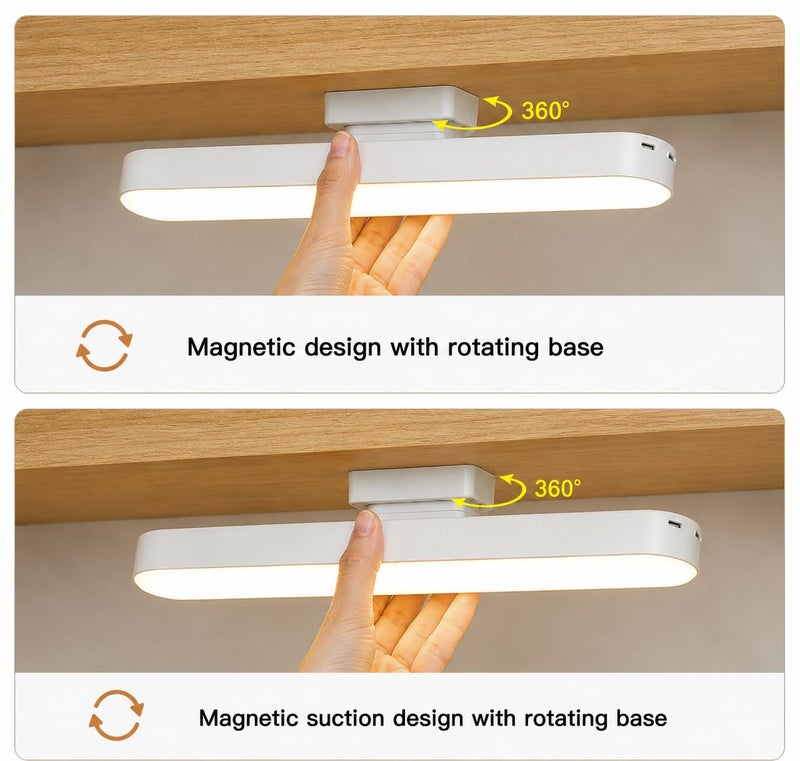 One94Store USB Rechargeable Magnetic Cabinet Light | LED Under Cabinet Lamp with 3-Color Dimmable Modes, Adjustable Brightness, 1200mAh Battery & 1 Magnetic Holders - Image 4