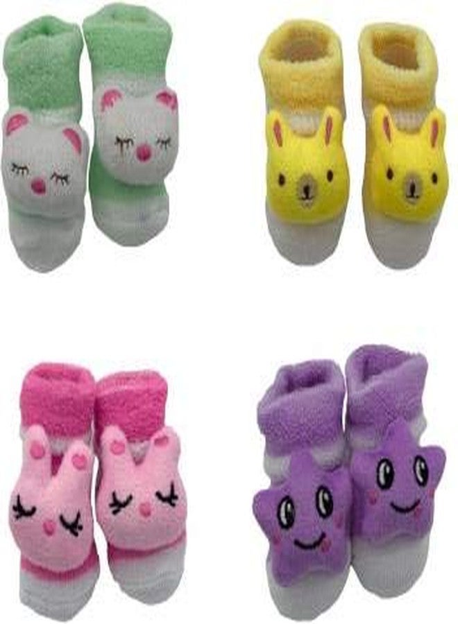 obbi New Born Baby Socks Booties Unisex Multicolor 0-6 Months(Random Design/Color) Pack of 6 - Image 1