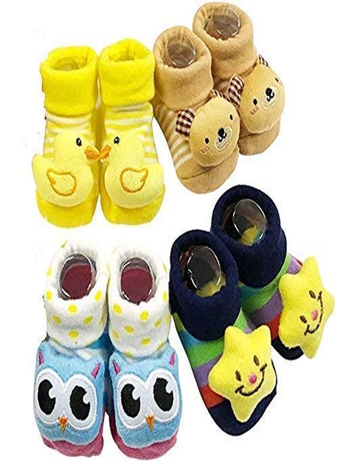 obbi New Born Baby Socks Booties Unisex Multicolor 0-6 Months(Random Design/Color) Pack of 6 - Image 2