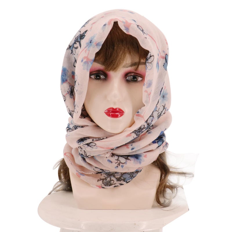 vimate Pink Scarf for Women-Fahion Floral Gauze Headscarf Hijab Scarfs Lightweight Spring Cotton Linen Scarf (US-Style 22) - Image 4