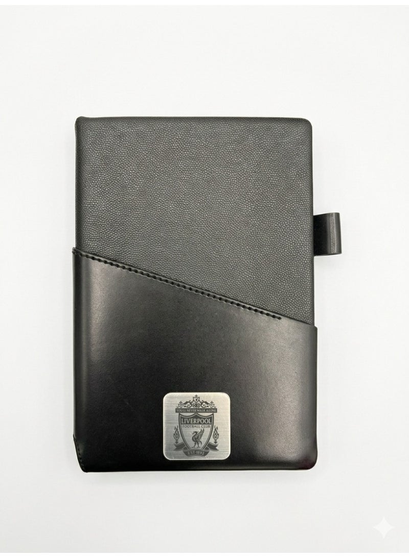 Luxury Black Leather Notebook with Liverpool FC Logo – Stylish & Practical for Everyday Use - Image 1