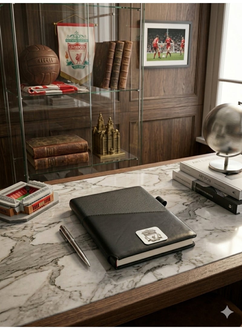 Luxury Black Leather Notebook with Liverpool FC Logo – Stylish & Practical for Everyday Use - Image 2