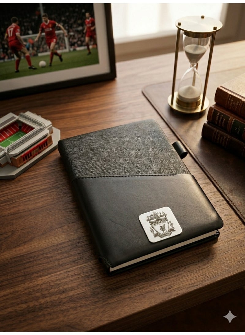 Luxury Black Leather Notebook with Liverpool FC Logo – Stylish & Practical for Everyday Use - Image 3