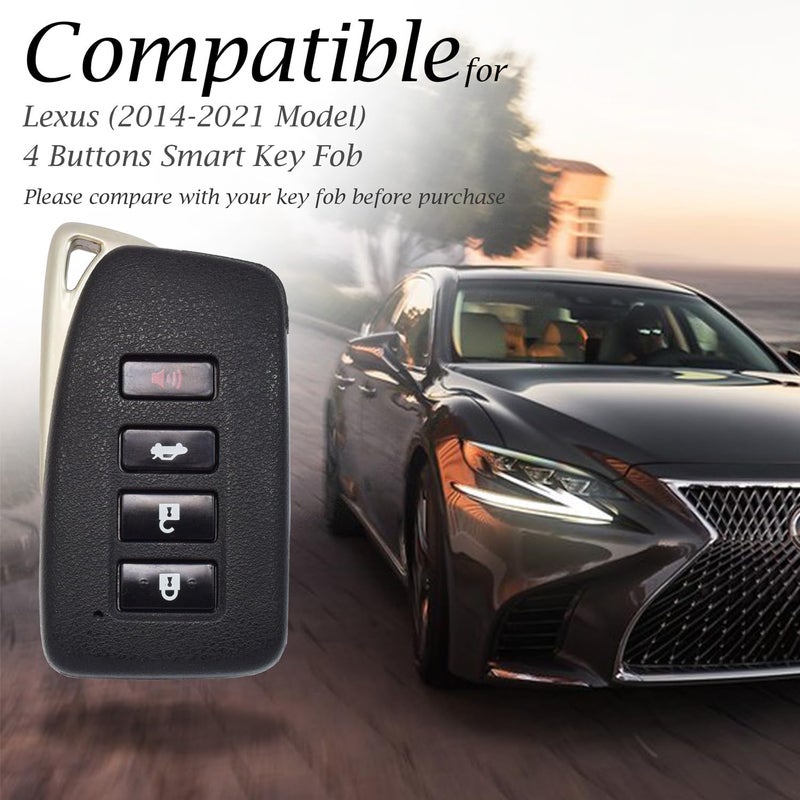 Vitodeco Genuine Leather Smart Key Fob Case Cover Protector Compatible for Lexus UX, NX, RX, GX, LX, is, ES, GS, LS (2014-2021) - 4-Button, Black - Image 5