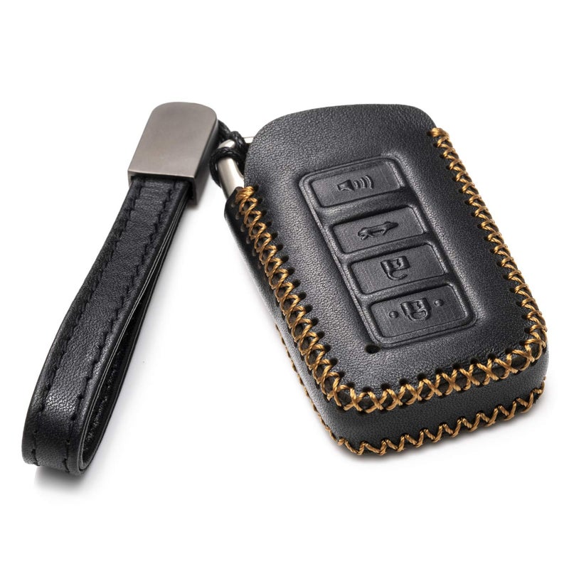 Vitodeco Genuine Leather Smart Key Fob Case Cover Protector Compatible for Lexus UX, NX, RX, GX, LX, is, ES, GS, LS (2014-2021) - 4-Button, Black - Image 2