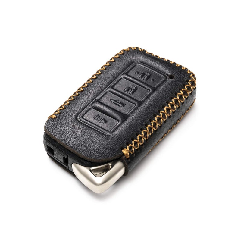 Vitodeco Genuine Leather Smart Key Fob Case Cover Protector Compatible for Lexus UX, NX, RX, GX, LX, is, ES, GS, LS (2014-2021) - 4-Button, Black - Image 3