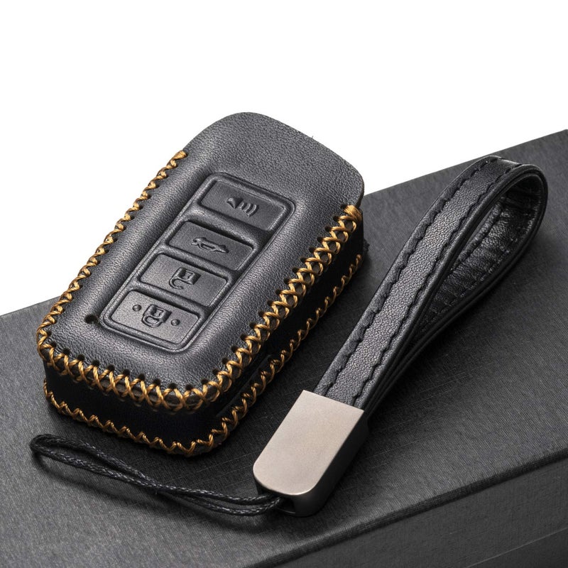 Vitodeco Genuine Leather Smart Key Fob Case Cover Protector Compatible for Lexus UX, NX, RX, GX, LX, is, ES, GS, LS (2014-2021) - 4-Button, Black - Image 4