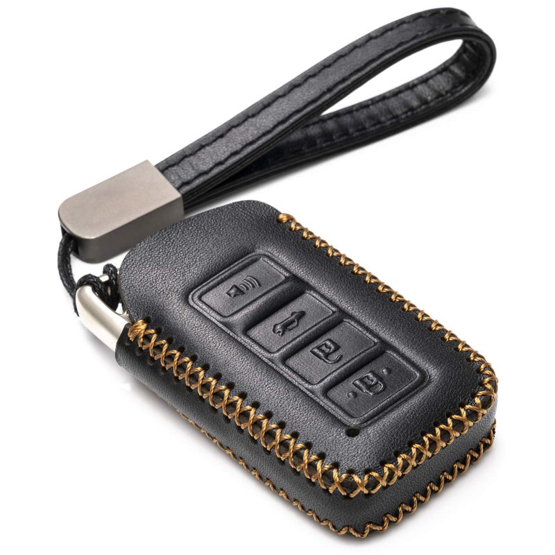 Vitodeco Genuine Leather Smart Key Fob Case Cover Protector Compatible for Lexus UX, NX, RX, GX, LX, is, ES, GS, LS (2014-2021) - 4-Button, Black - Image 1