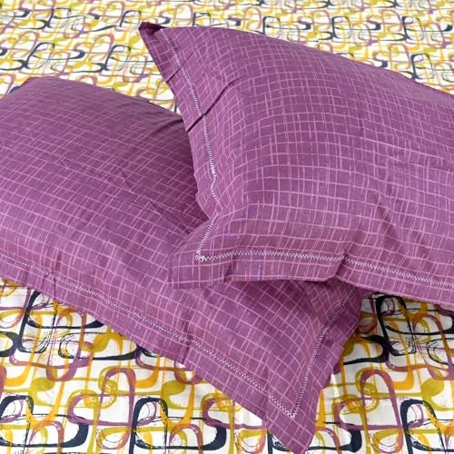 Divine Casa 144 TC 100% Pure Cotton Queen Size Double Bed Bedsheet with 2 Pillow Covers | Soft, Durable & All-Weather Comfortable Easy Care Sheet | Size 222 x 254 CM | Wavy Pattern | Charcoal Yellow - Image 4