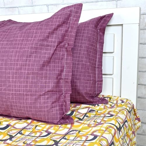 Divine Casa 144 TC 100% Pure Cotton Queen Size Double Bed Bedsheet with 2 Pillow Covers | Soft, Durable & All-Weather Comfortable Easy Care Sheet | Size 222 x 254 CM | Wavy Pattern | Charcoal Yellow - Image 3