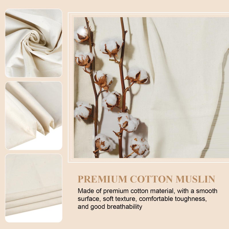 PEASUG 100% Cotton Muslin Fabric, 63 Inch X 2 Yards Unbleached Muslin Linen Fabric by The Yard, Medium Weight Draping Fabrics Suitable for Sewing Embroidery, Garments, Crafts Material-Natural - Image 3