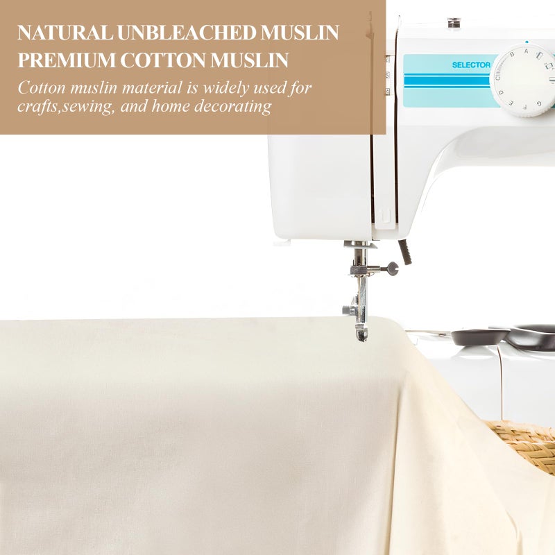 PEASUG 100% Cotton Muslin Fabric, 63 Inch X 2 Yards Unbleached Muslin Linen Fabric by The Yard, Medium Weight Draping Fabrics Suitable for Sewing Embroidery, Garments, Crafts Material-Natural - Image 5
