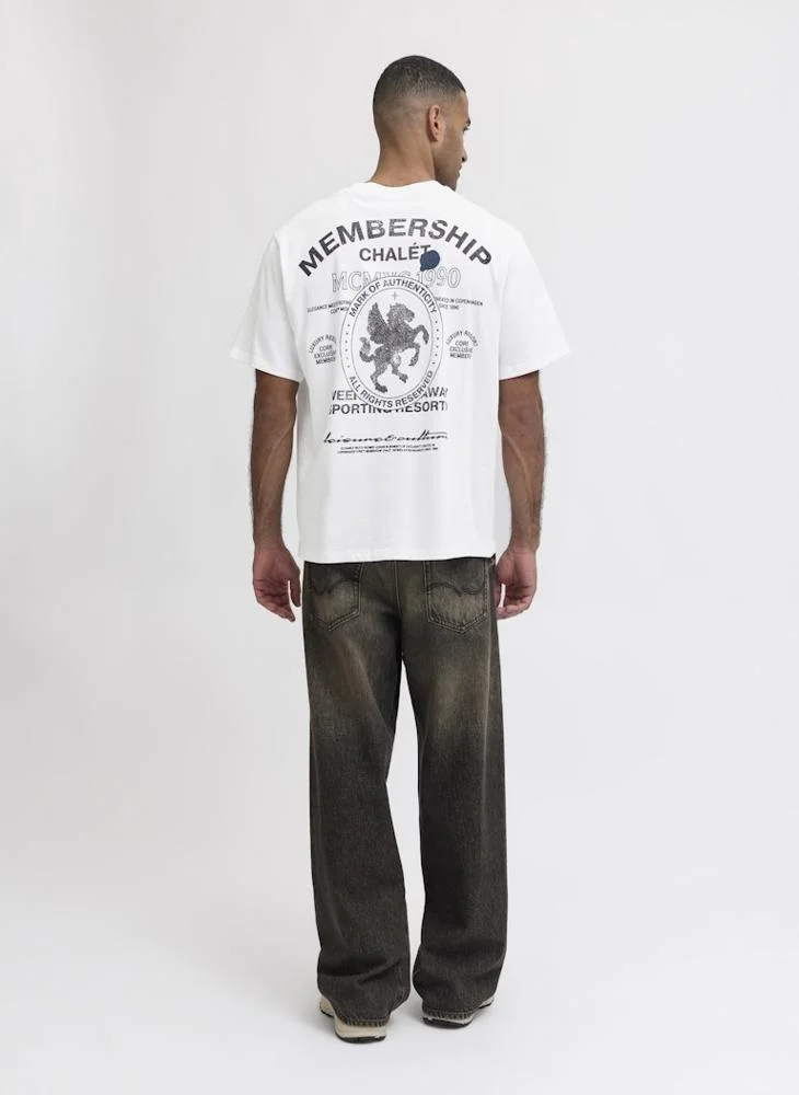 JACK & JONES Text Print Regular Fit Crew Neck T-Shirt